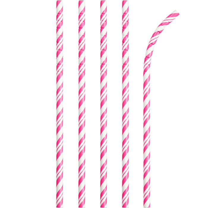 Candy Pink Striped Paper Straws, 24 ct by Creative Converting
