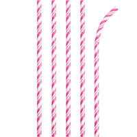 Bulk 144ct Candy Pink and White Striped Flex Paper Straws 