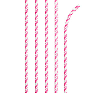Candy Pink Striped Paper Straws, 24 ct by Creative Converting