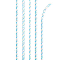 Bulk 144ct Pastel Blue and White Striped Flex Paper Straws 