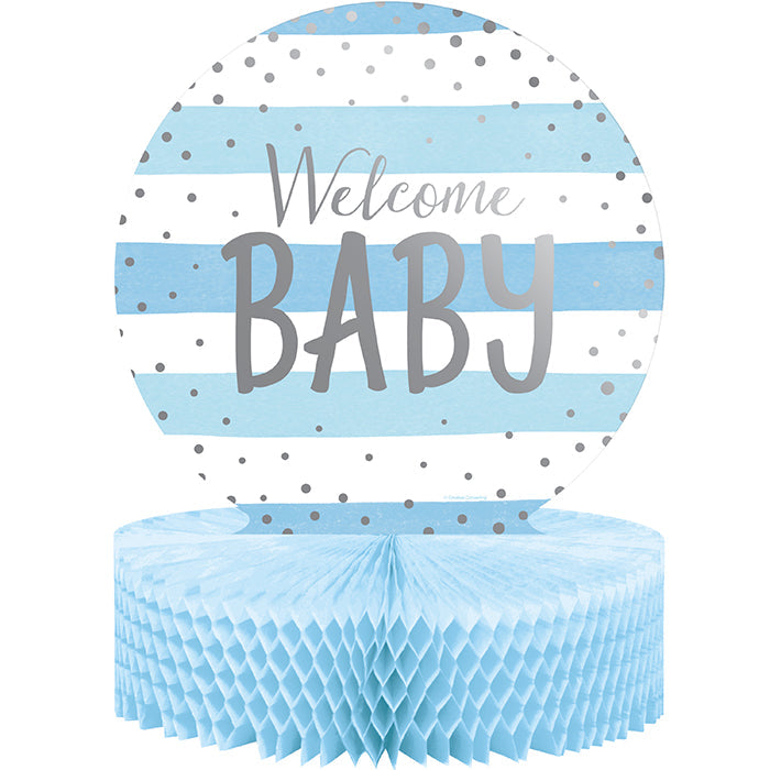 6ct Bulk Blue and Silver Celebration Baby Shower Centerpieces