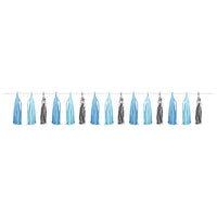 6ct Bulk Blue and Silver Celebration Tassel Garland