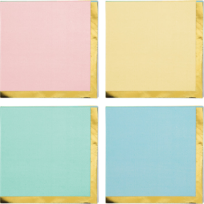 192ct Bulk Pastel Celebrations Assorted Beverage Napkins