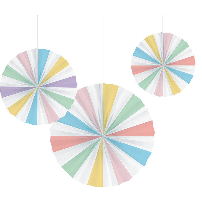 Pastel Celebrations Paper Fans, 16", 12", 10" 3ct by Creative Converting