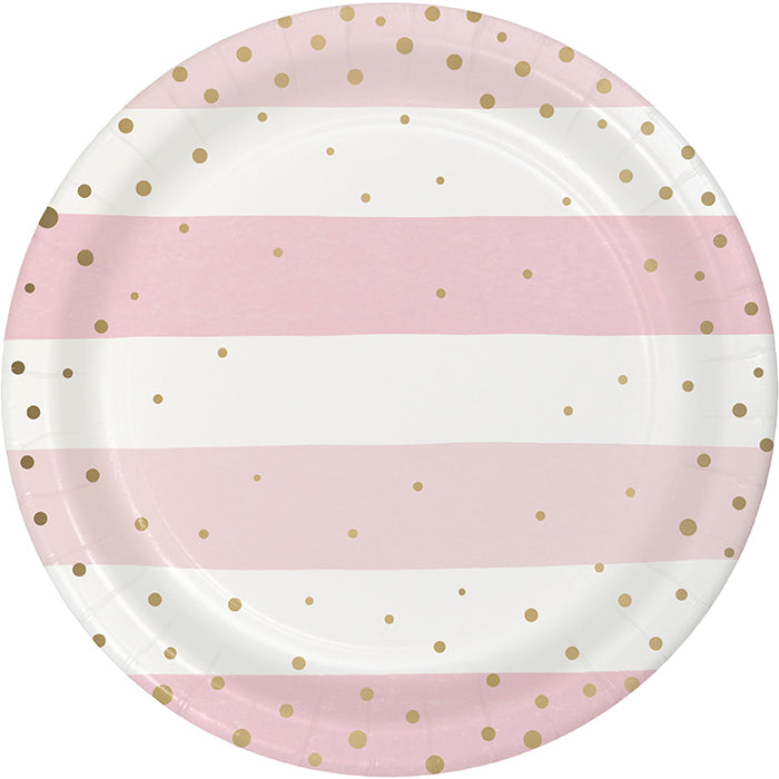96ct Bulk Pink and Gold Celebration Dessert Plates