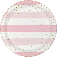 96ct Bulk Pink and Gold Celebration Dinner Plates