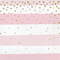 192ct Bulk Pink and Gold Celebration Luncheon Napkins