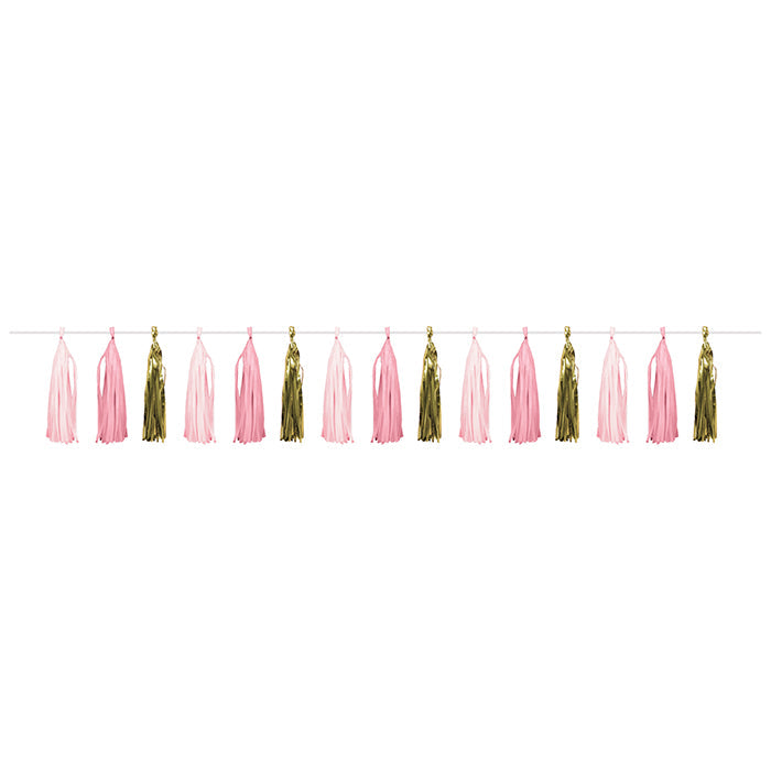 6ct Bulk Pink and Gold Celebration Tassel Garland