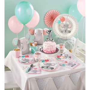 Enchanting Elephants Girl Shaped Banner With Ribbon & Stickers, Diy Party Supplies