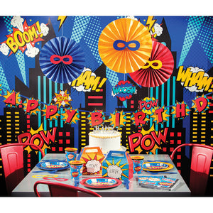 Superhero Party Shaped Dimensional Banner W/ Ribbon Party Supplies