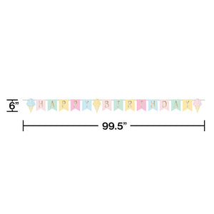 Ice Cream Party Shaped Banner W/ Ribbon, Foil Party Decoration