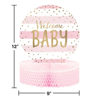 6ct Bulk Pink and Gold Celebration Baby Shower Centerpieces