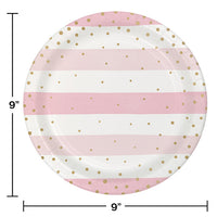 96ct Bulk Pink and Gold Celebration Dinner Plates