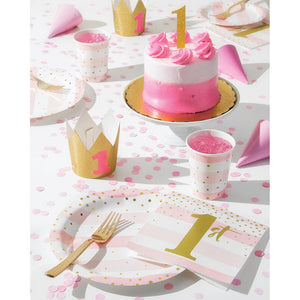 192ct Bulk Pink and Gold Celebration 1st Birthday Luncheon Napkins