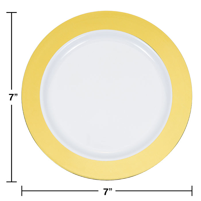 120ct Bulk Gold Rim Plastic Dessert Plates