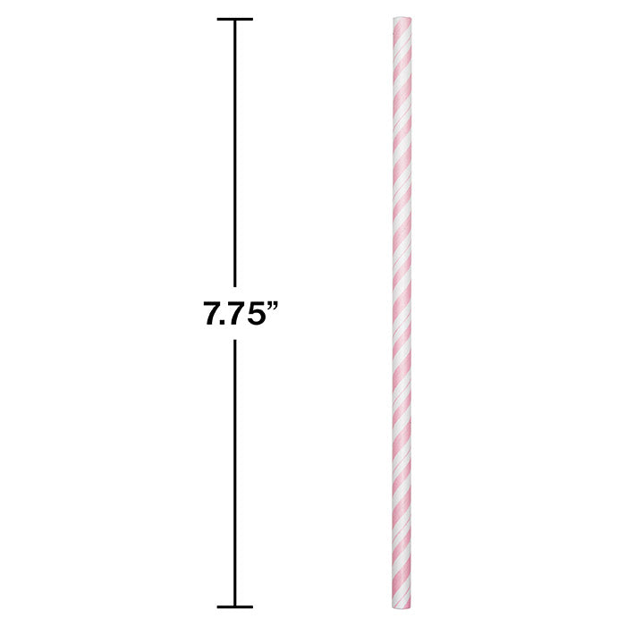 144ct Bulk Classic Pink and White Striped Flex Paper Straws
