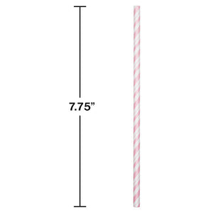 Classic Pink Striped Paper Straws, 24 ct Party Decoration