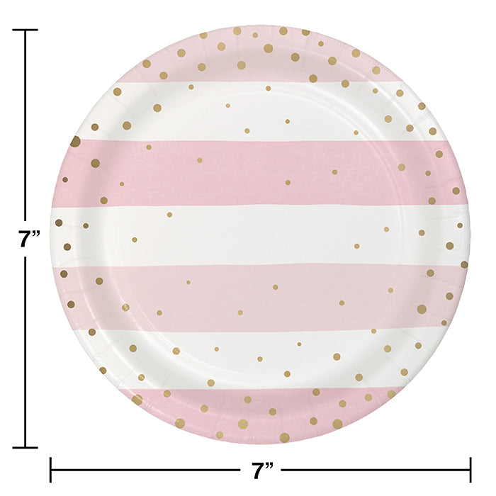 96ct Bulk Pink and Gold Celebration Dessert Plates
