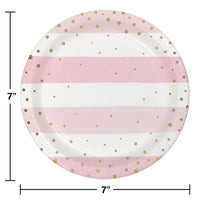 96ct Bulk Pink and Gold Celebration Dessert Plates