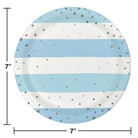 96ct Bulk Blue and Silver Celebration Dessert Plates