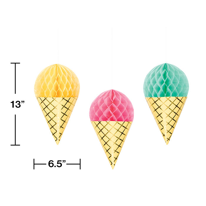 18ct Bulk Ice Cream Party Hanging Honeycomb Ice Cream Decorations