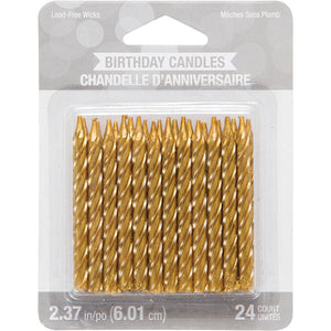 Gold Spiral Candles, 24 ct Party Supplies