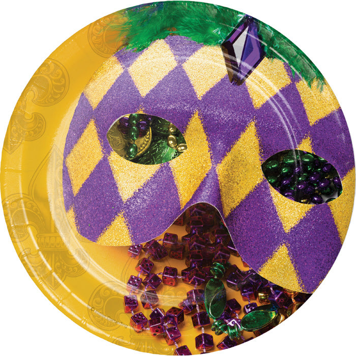 96ct Bulk Masks of Mardi Gras Dessert Plates