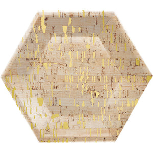 48ct Bulk Gold and Cork Hexagon Foil Banquet Plates by Elise