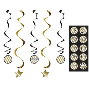 Black And Gold Dizzy Danglers, 5 ct by Creative Converting