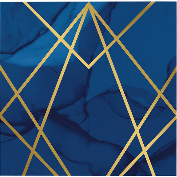 192ct Bulk Navy Blue and Gold Foil Luncheon Napkins
