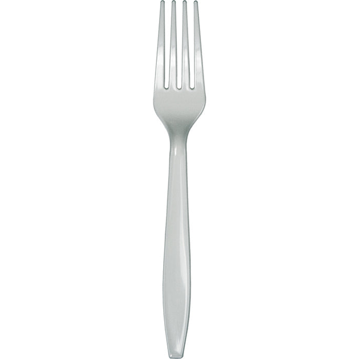 Bulk 288ct Shimmering Silver Plastic Forks 