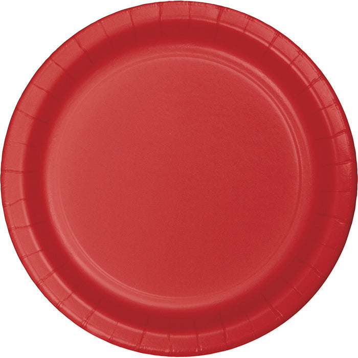 Bulk 96ct Classic Red Value Friendly 8.75 inch Dinner Plates 