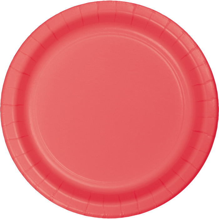Bulk 240ct Coral Sturdy Style Paper 8.75 inch Dinner Plates 