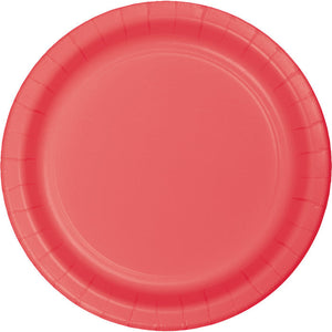Bulk 240ct Coral Sturdy Style Paper 8.75 inch Dinner Plates 