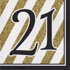 Black And Gold 21st Birthday Napkins, 16 ct by Creative Converting
