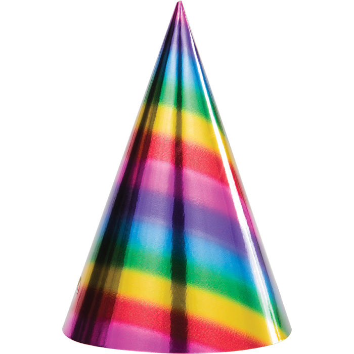 96ct Bulk Rainbow Foil Party Hats