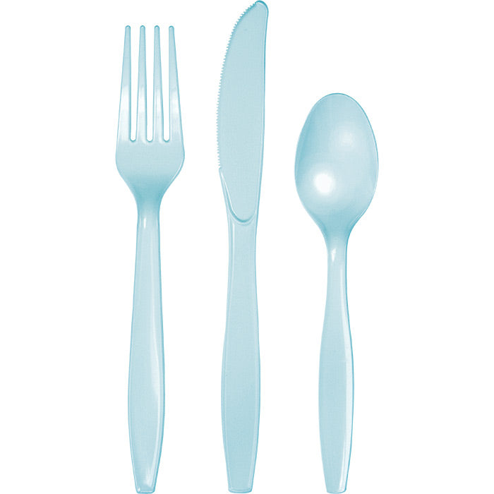 Bulk 288ct Pastel Blue Assorted Plastic Cutlery 