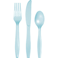 Bulk 288ct Pastel Blue Assorted Plastic Cutlery 