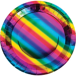 Rainbow Foil Paper Plates, 8 ct by Creative Converting