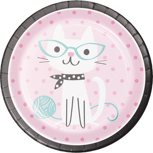 96ct Bulk Purr-fect Cat Party Dinner Plates