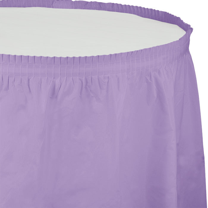 Bulk 6ct Luscious Lavender Plastic Tableskirt 29 inch x 14 ft 