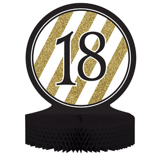 Black And Gold 18th Birthday Centerpiece by Creative Converting