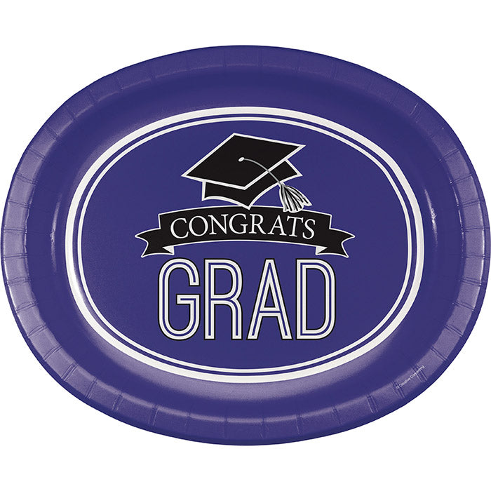 Graduation School Spirit Purple Oval Platters, 10" X 12", 8 ct by Creative Converting