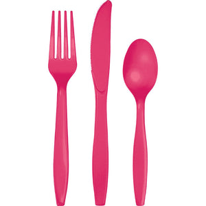 Hot Magenta Pink Assorted Plastic Cutlery, 24 ct by Creative Converting