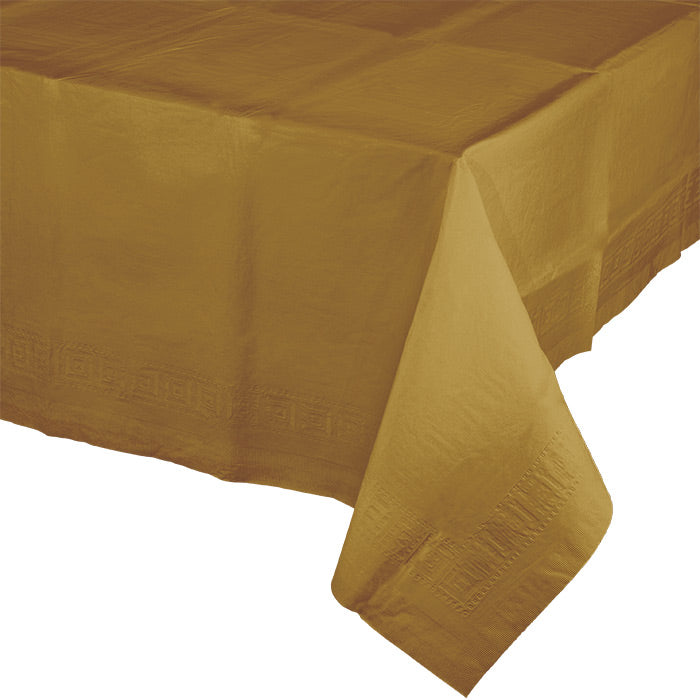 Glittering Gold Tablecover 54"X 108" Polylined Tissue by Creative Converting