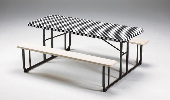 12ct Bulk Black Check Stay Put 30" x 96" Table Covers