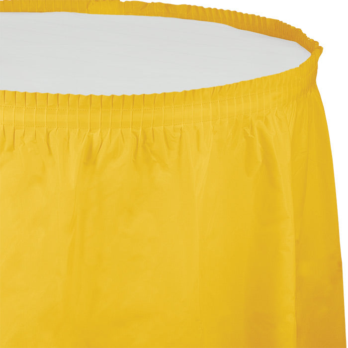 Bulk 6ct School Bus Yellow Plastic Tableskirt 29 inch x 14 ft 