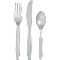 Bulk 288ct Shimmering Silver Assorted Plastic Cutlery 