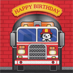 Fire Truck Birthday Napkins, 16 ct by Creative Converting