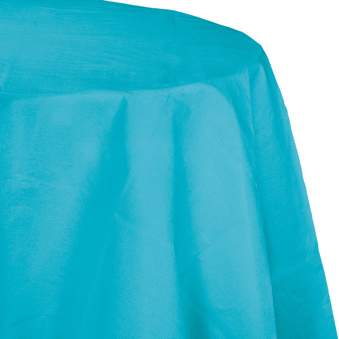 Bermuda Blue Tablecover, Octy Round 82" Polylined Tissue by Creative Converting